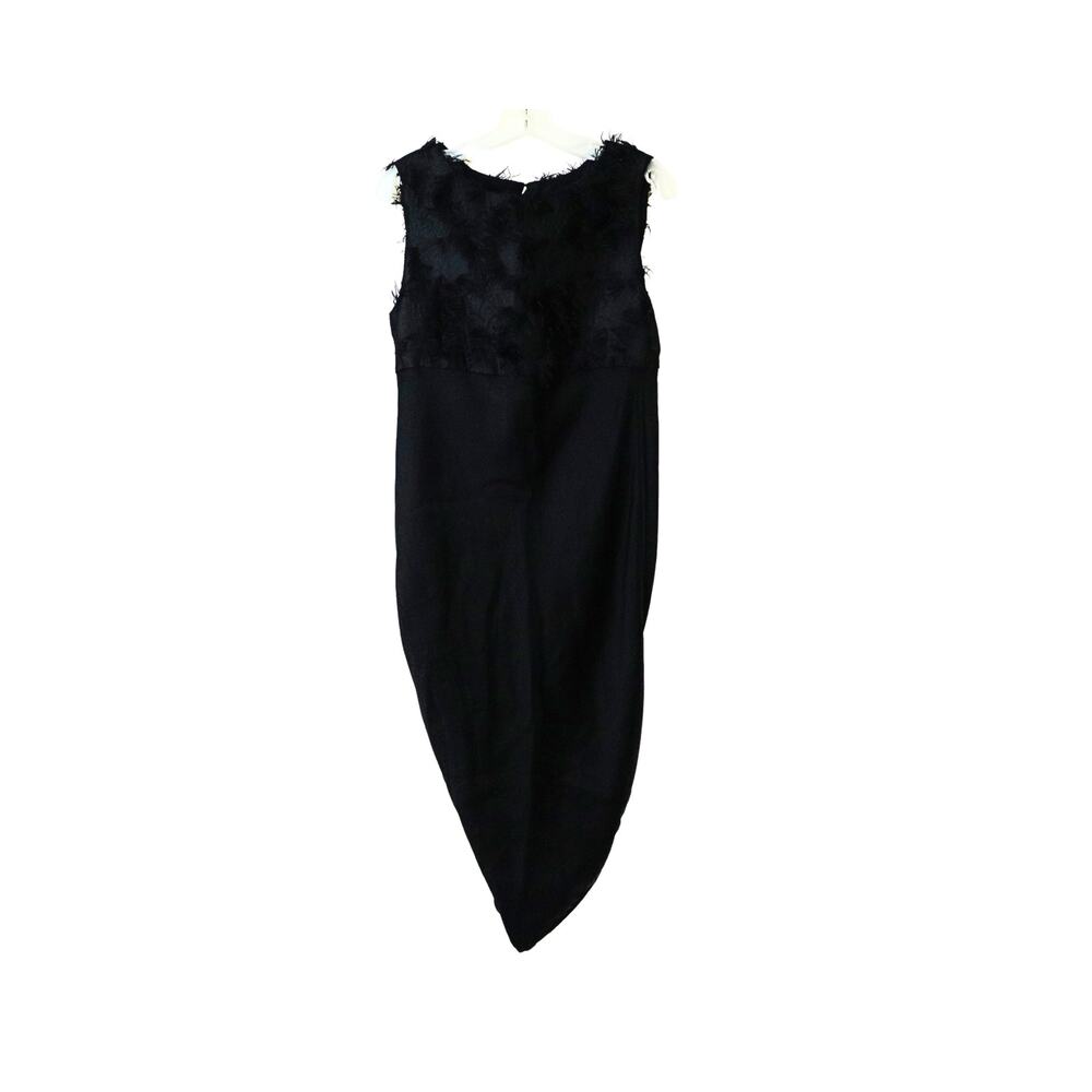 Sleeveless Ruched Back Fringe Top Midi Dress - Black - 4
